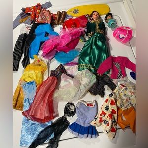 Vintage Barbie & Ken Lot clothes & accessories including 1995 Holiday Barbie